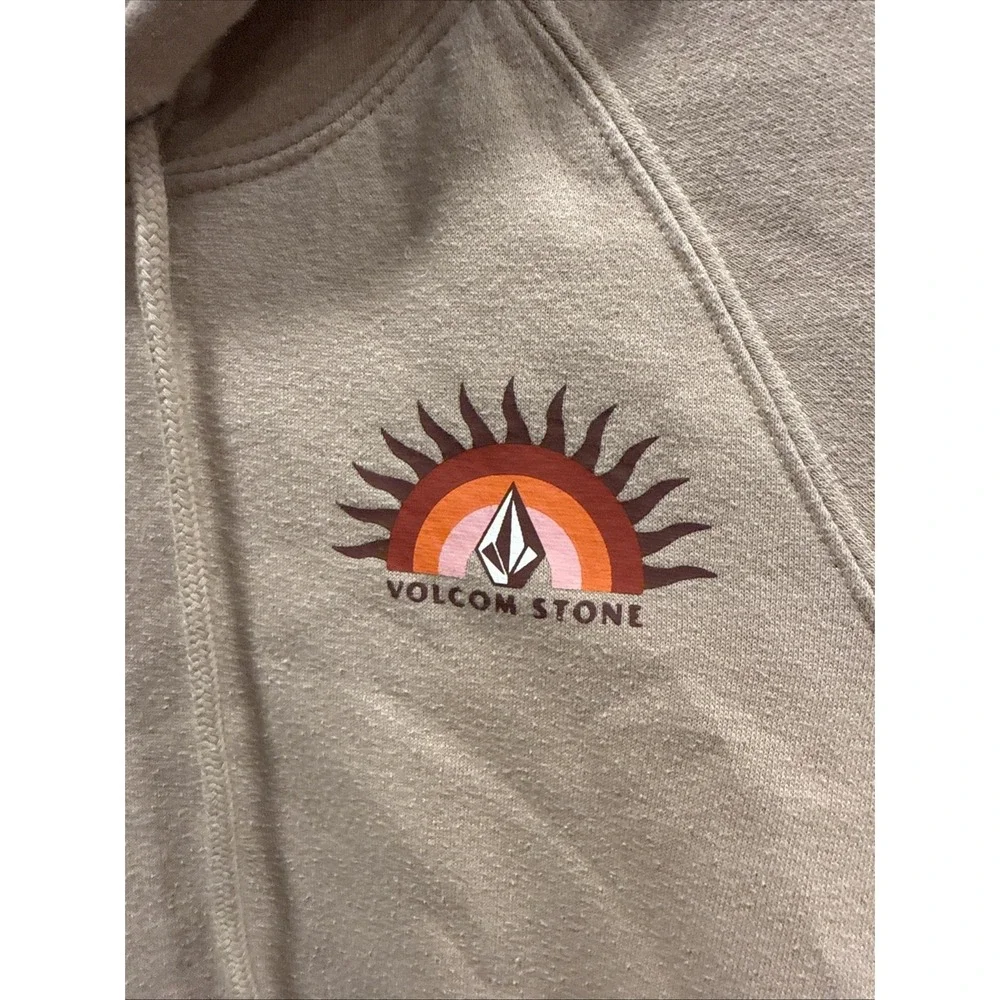 Volcom Hoodie Pullover Rose‎ Print Youth 8 Medium Mauve Kangroo Pocket Lounge
